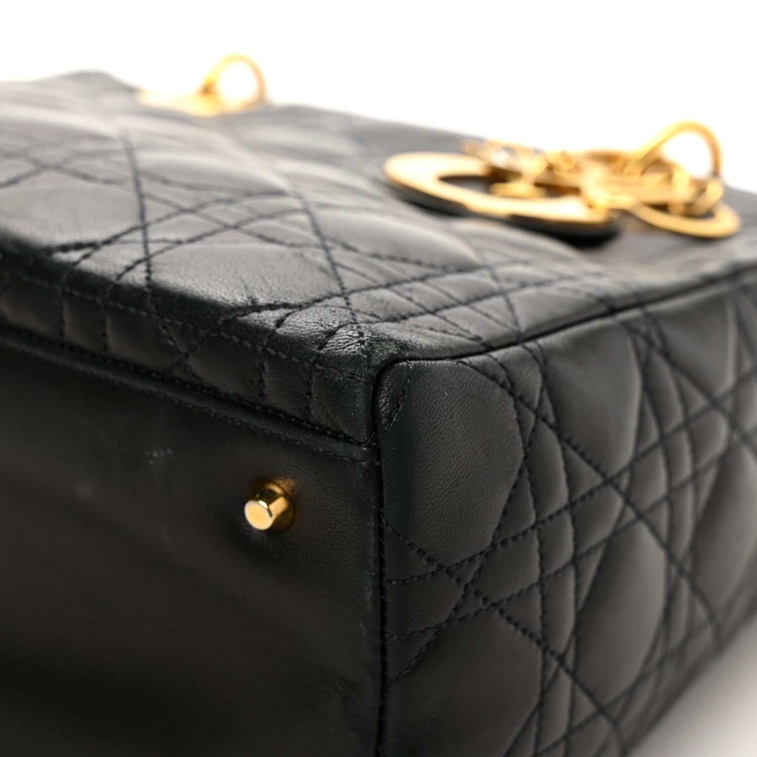 Christian Dior Lambskin Cannage Medium Lady Dior Black 11 of 12