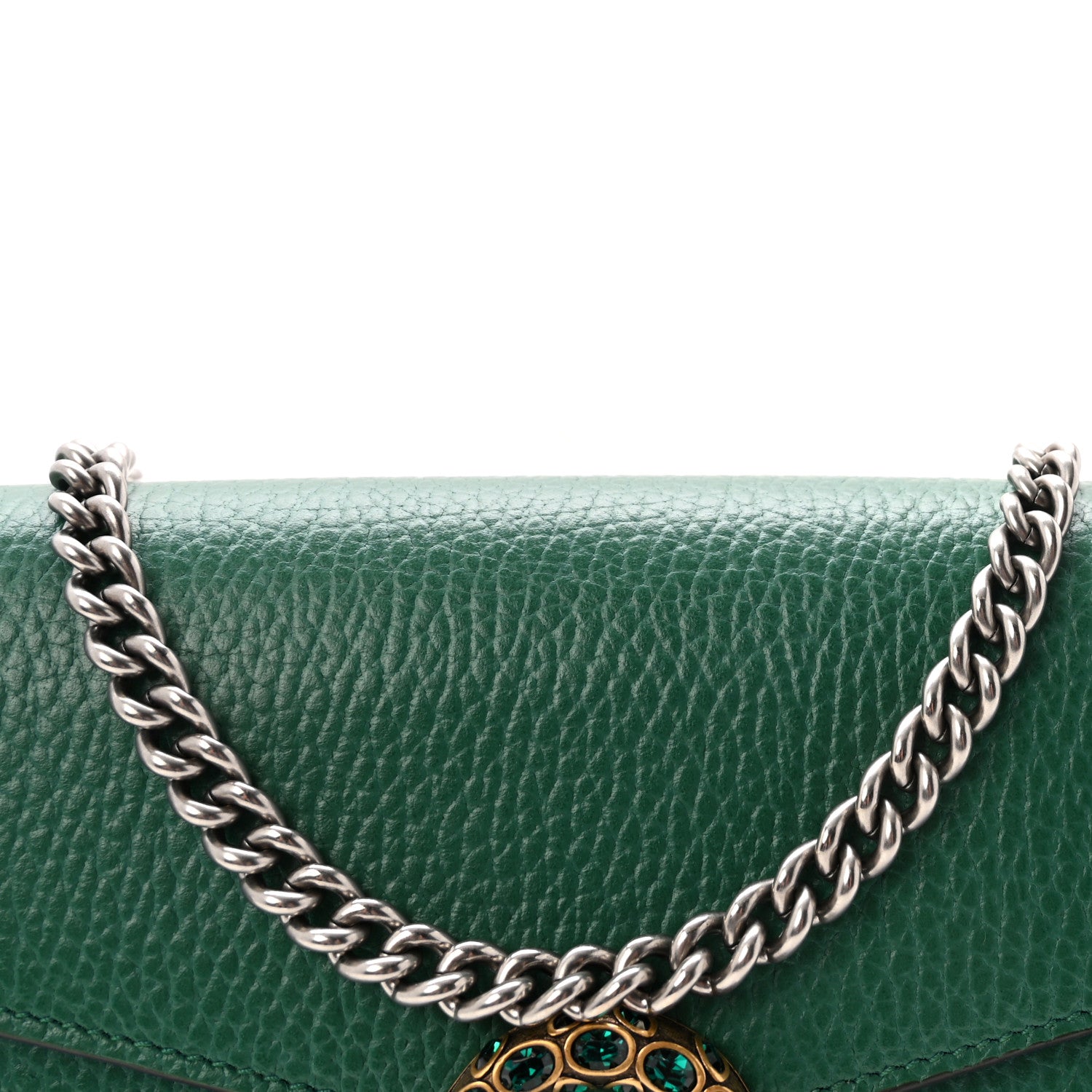 Gucci Calfskin Mini Dionysus Chain Wallet Emerald 8 of 10