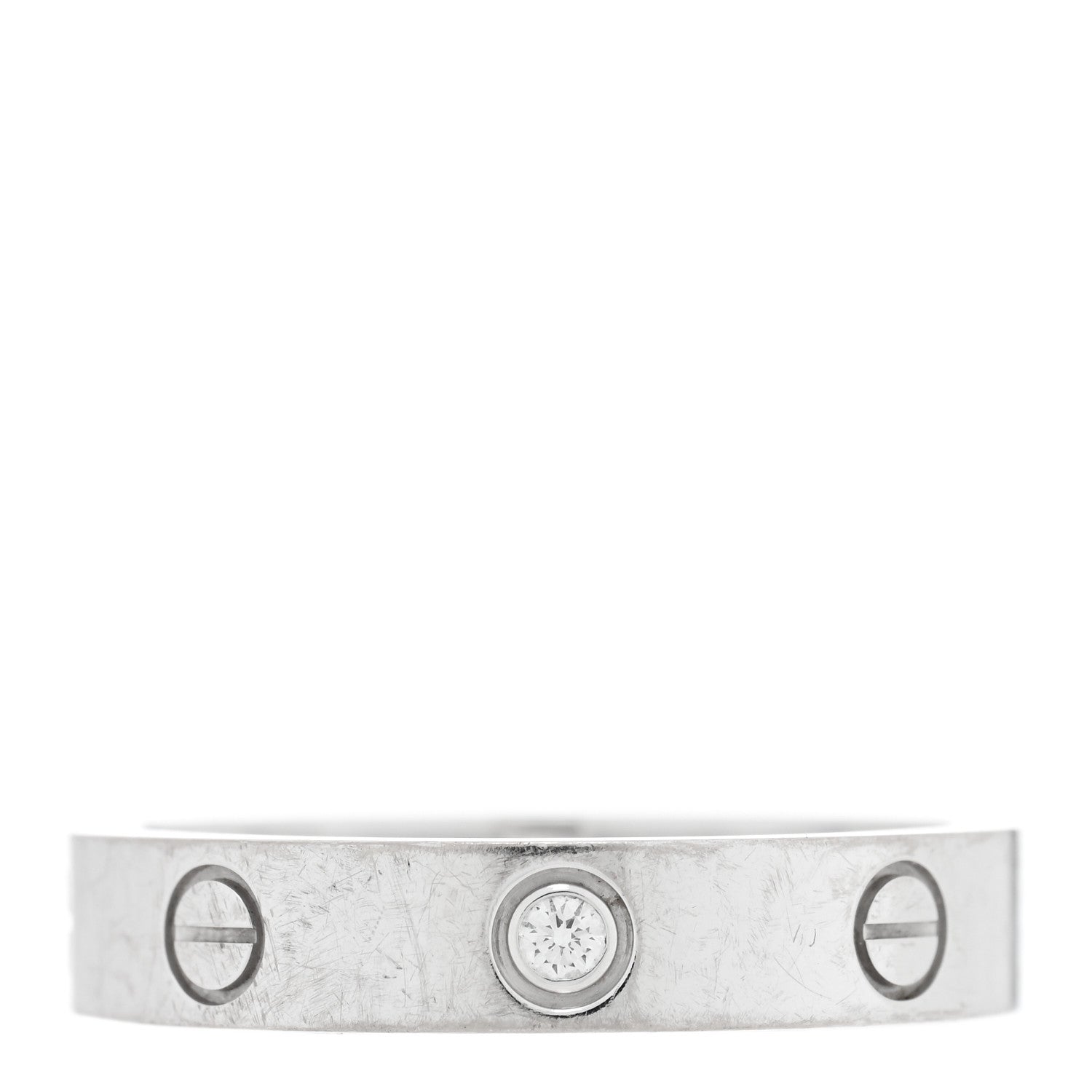 Cartier 18K White Gold Diamond 4mm LOVE Wedding Band Ring 55 7.25 1 of 4