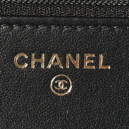Chanel LAmbskin Chevron Boy Wallet On Chain WOC Black 6 of 12