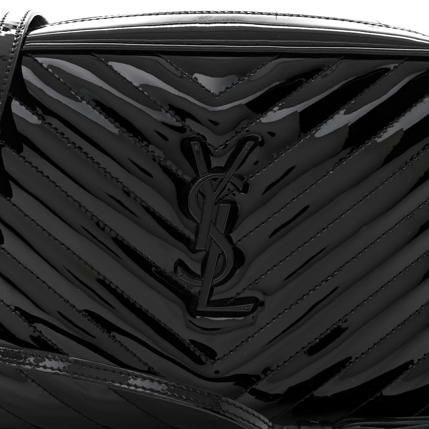 Patent Calfskin Matelasse Monogram Lou Camera Bag Black