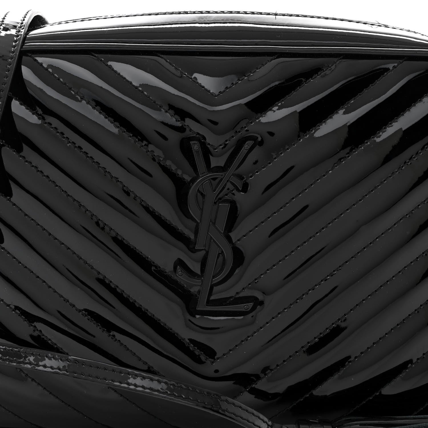 Saint Laurent Patent Calfskin Matelasse Monogram Lou Camera Bag Black 8 of 10