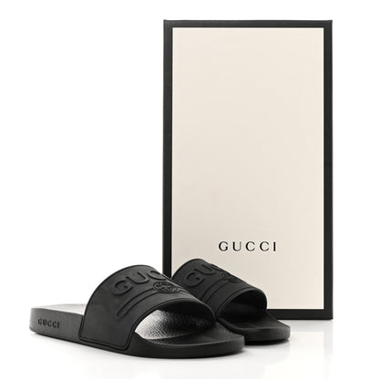 Gucci Rubber Logo Stamped Mens Slide Sandals 8 Black 13 of 13