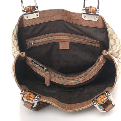 Gucci Monogram Medium Bamboo Bar Tote Brown 5 of 13