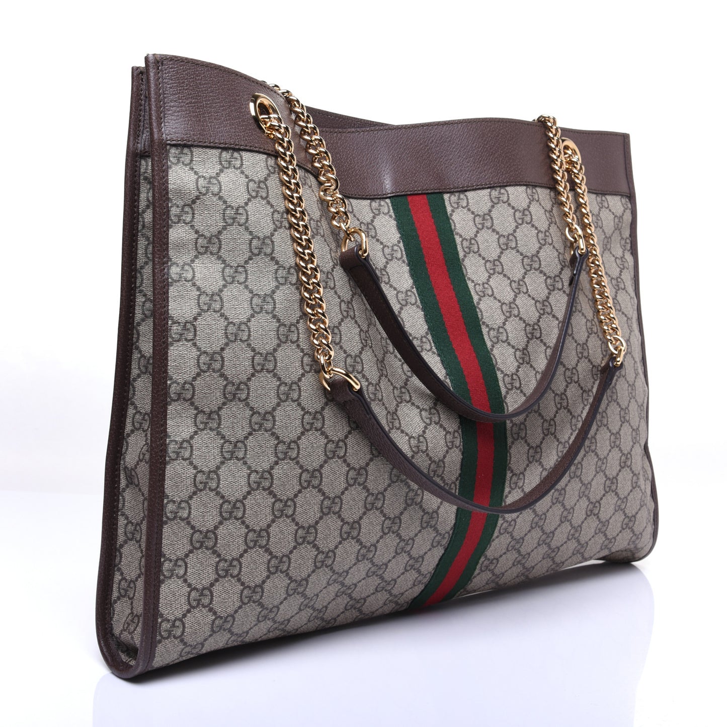 GG Supreme Monogram Large Rajah Chain Tote Beige New Acero
