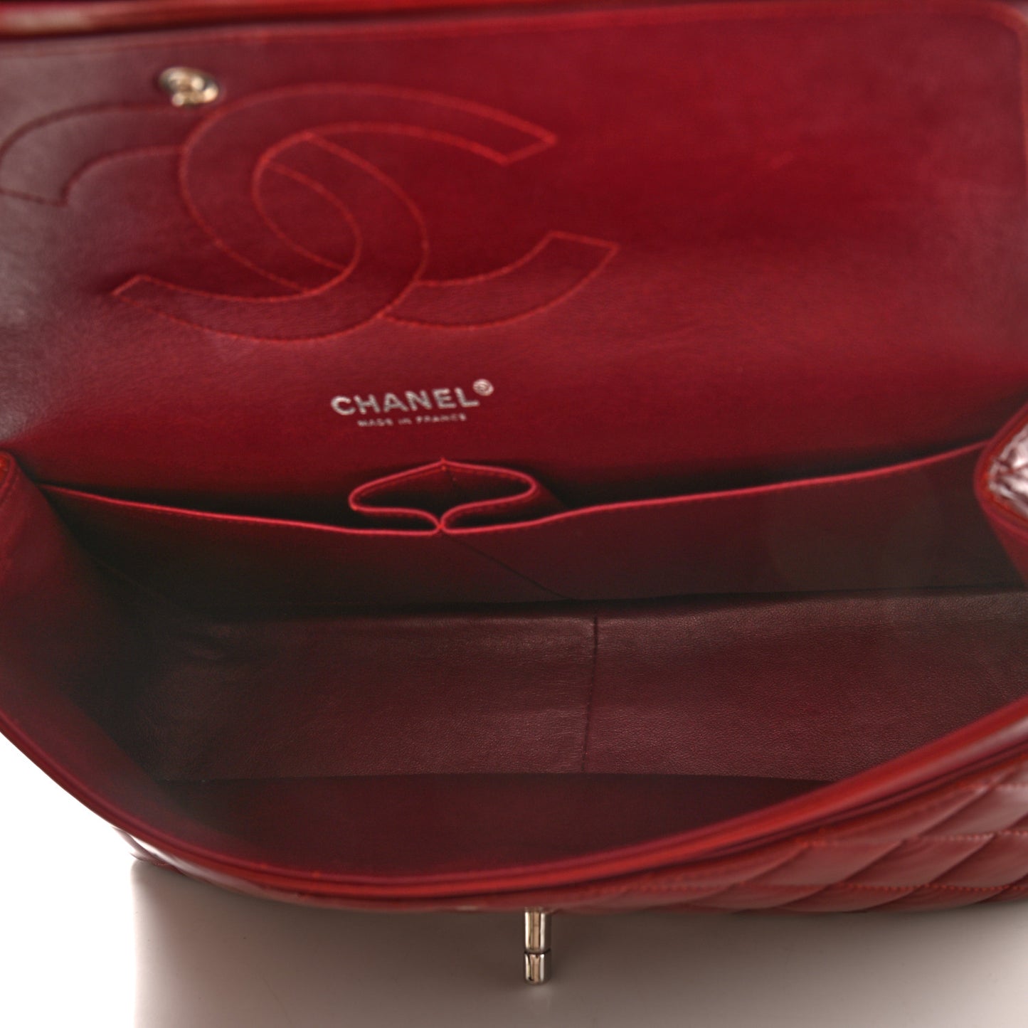 Patent Quilted Jumbo Double Flap Red