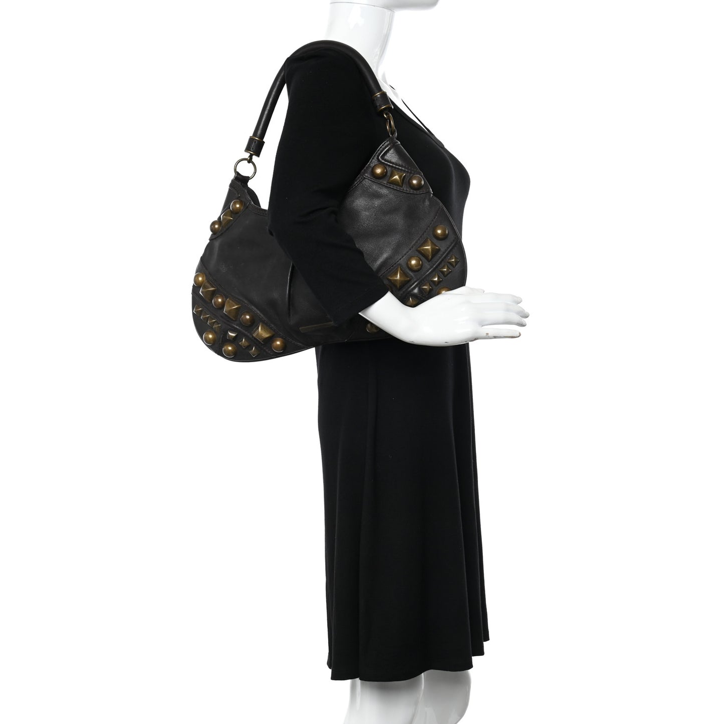 Calfskin Studded Medium Alverton Hobo Chocolate