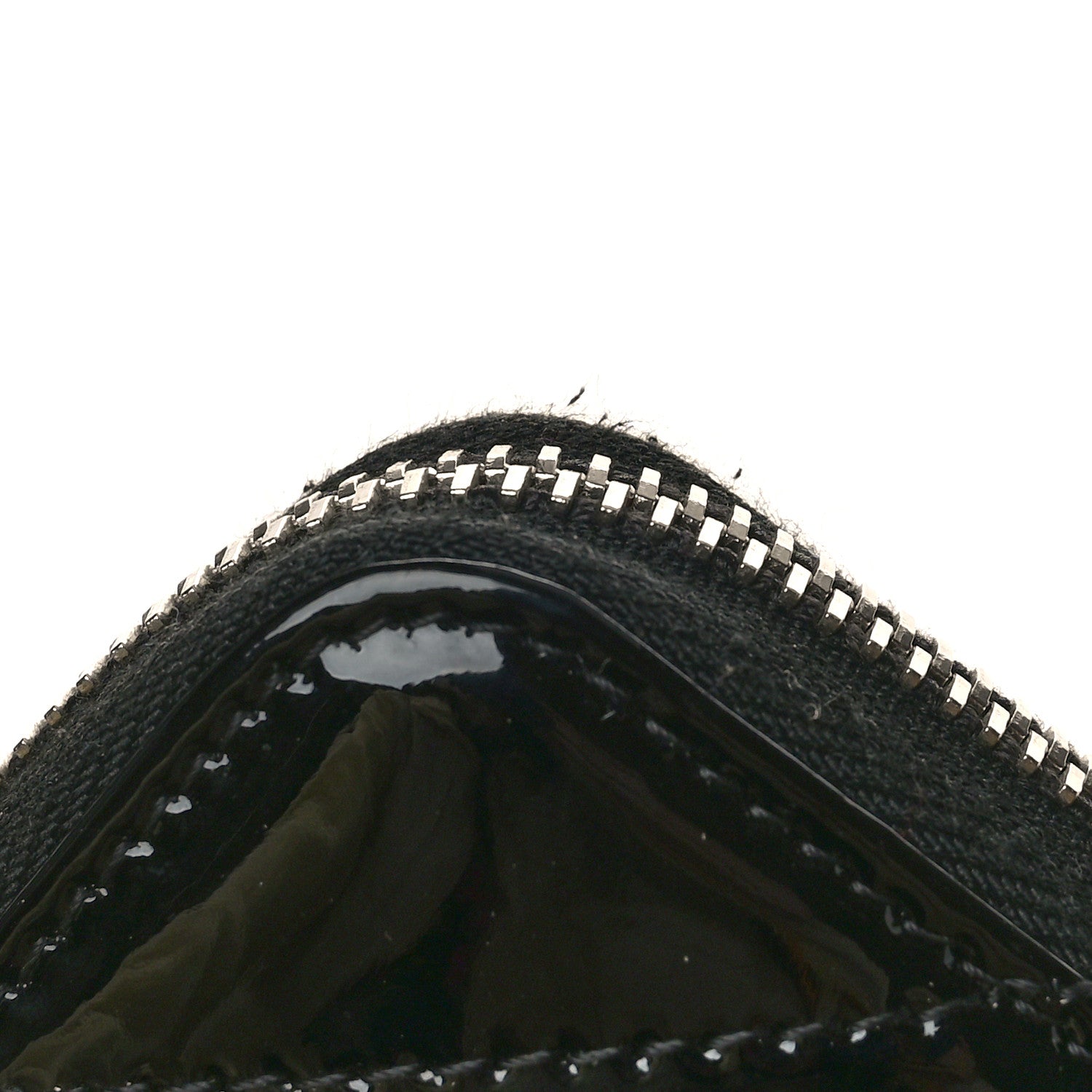 Chanel Patent Chevron Quilted CC Zip Around Wallet Black 10 of 13