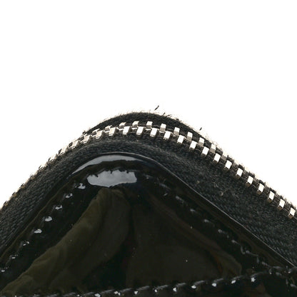 Chanel Patent Chevron Quilted CC Zip Around Wallet Black 10 of 13