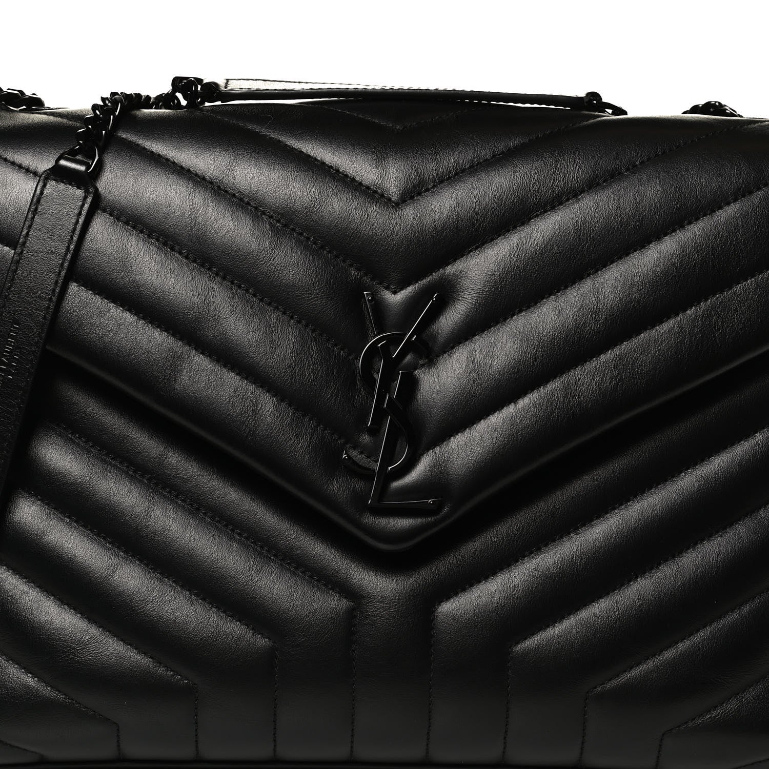 Saint Laurent Calfskin Y Quilted Monogram Medium Loulou Chain Satchel Black 9 of 12