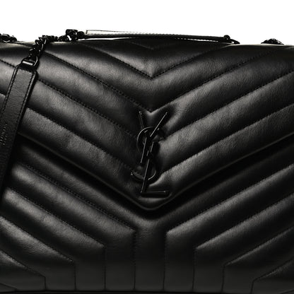 Saint Laurent Calfskin Y Quilted Monogram Medium Loulou Chain Satchel Black 9 of 12
