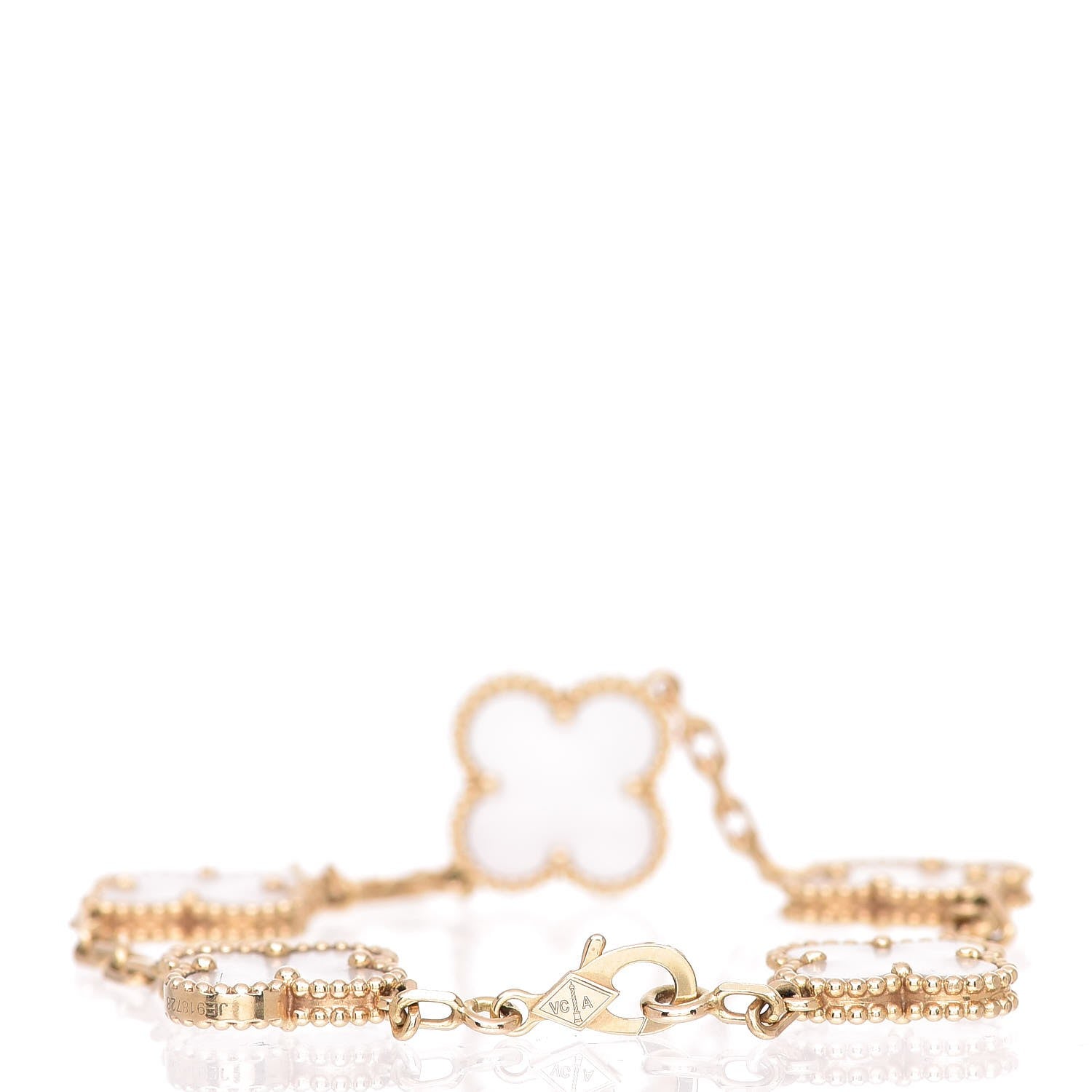 Van Cleef & Arpels 18K Yellow Gold Mother of Pearl 5 Motifs Vintage Alhambra Bracelet 3 of 6