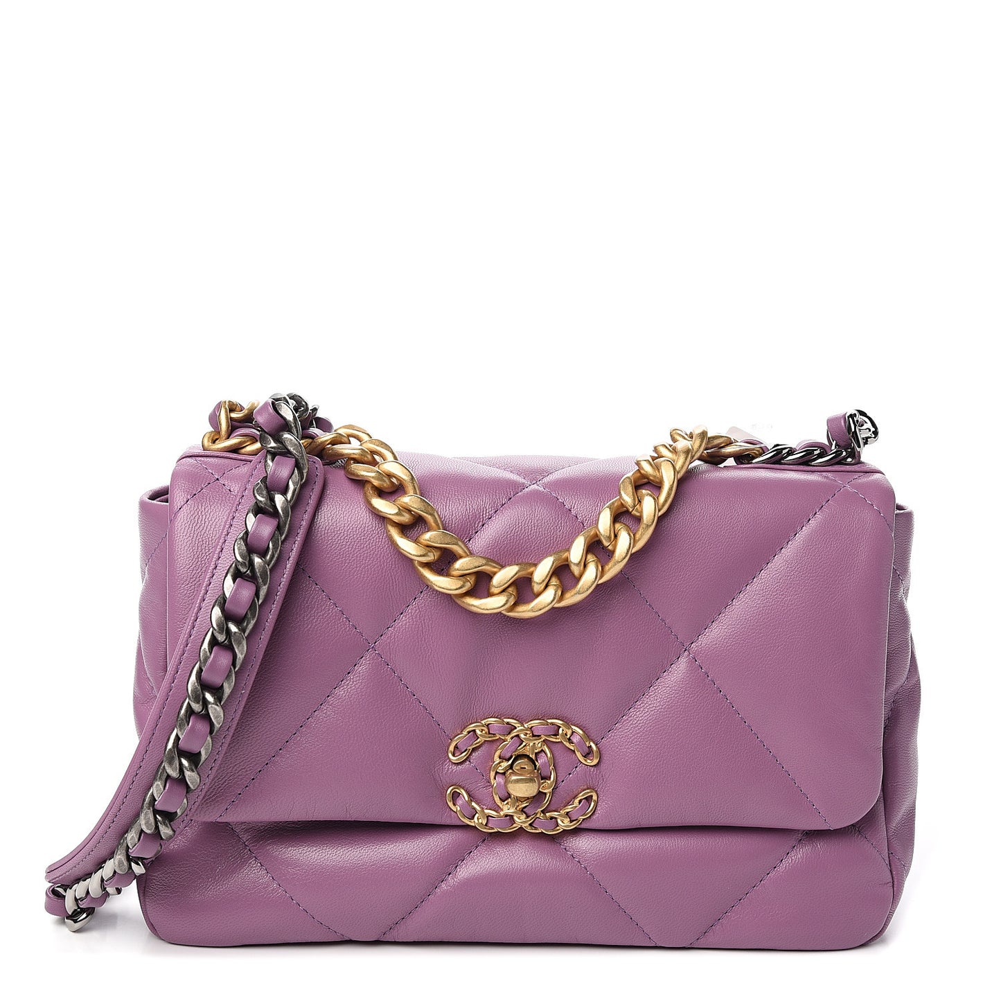 Goatskin Quilted Medium 19 Flap Violet Purple