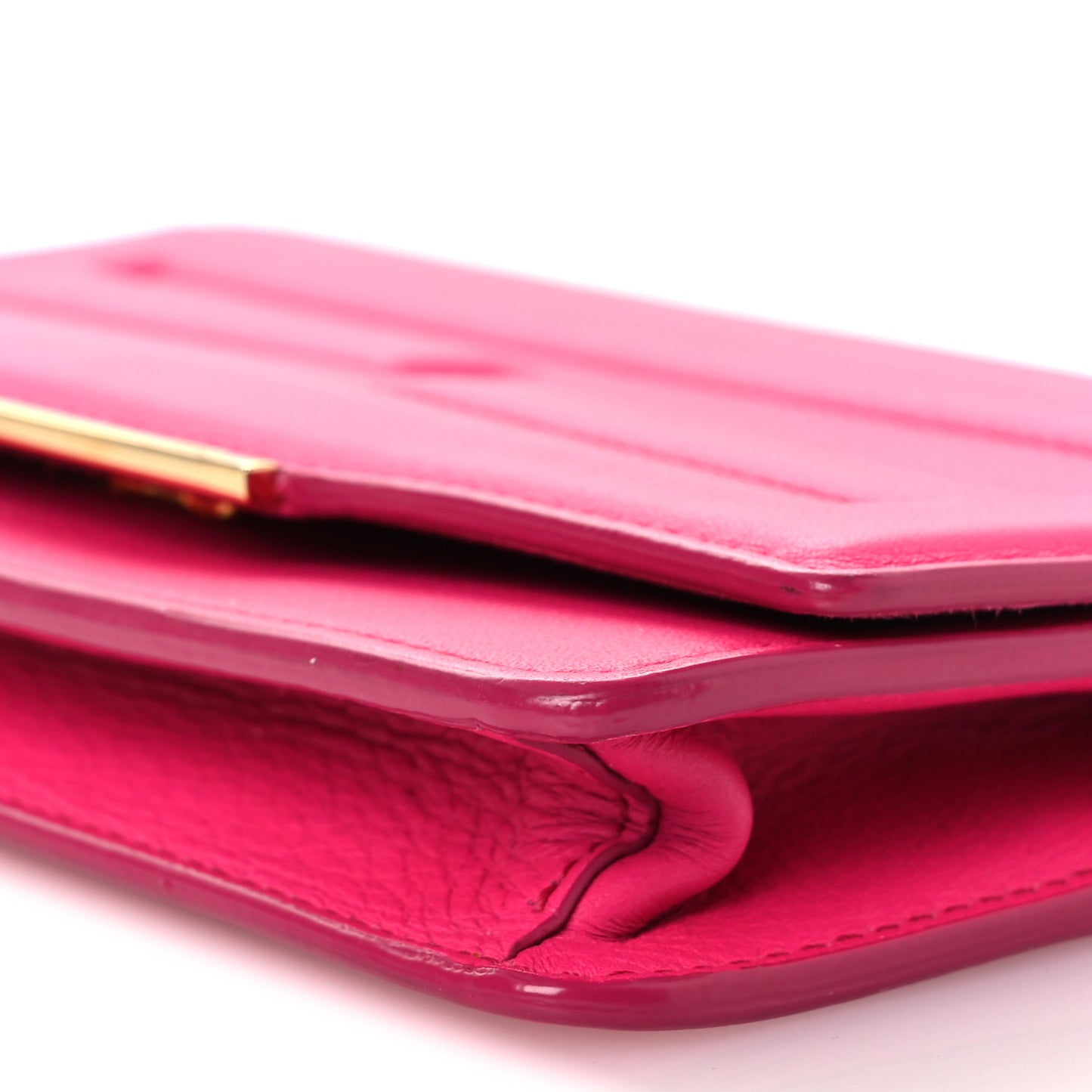 Vitello Flamingo Tube Wallet on Chain Fuchsia