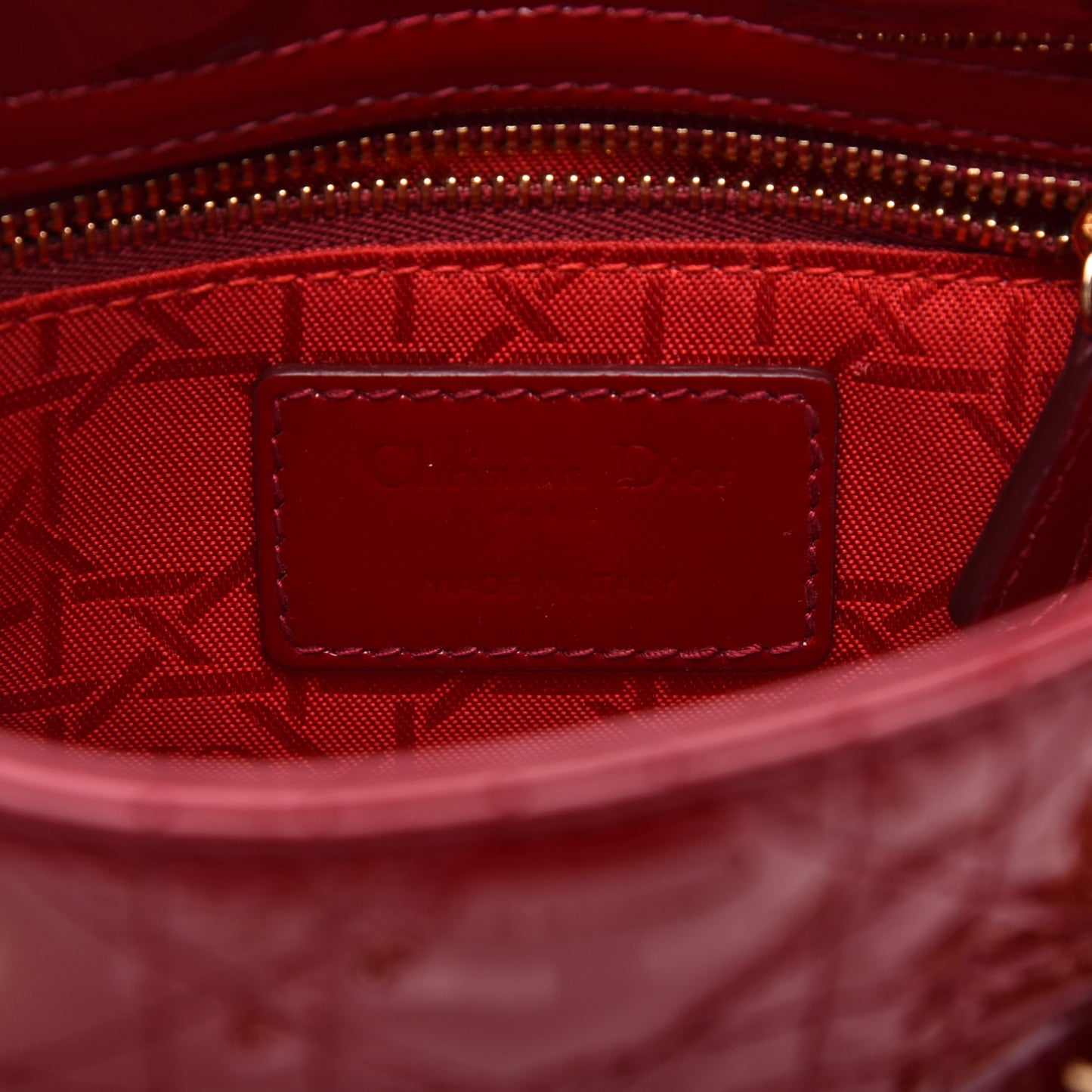 Patent Cannage Mini Lady Dior Red