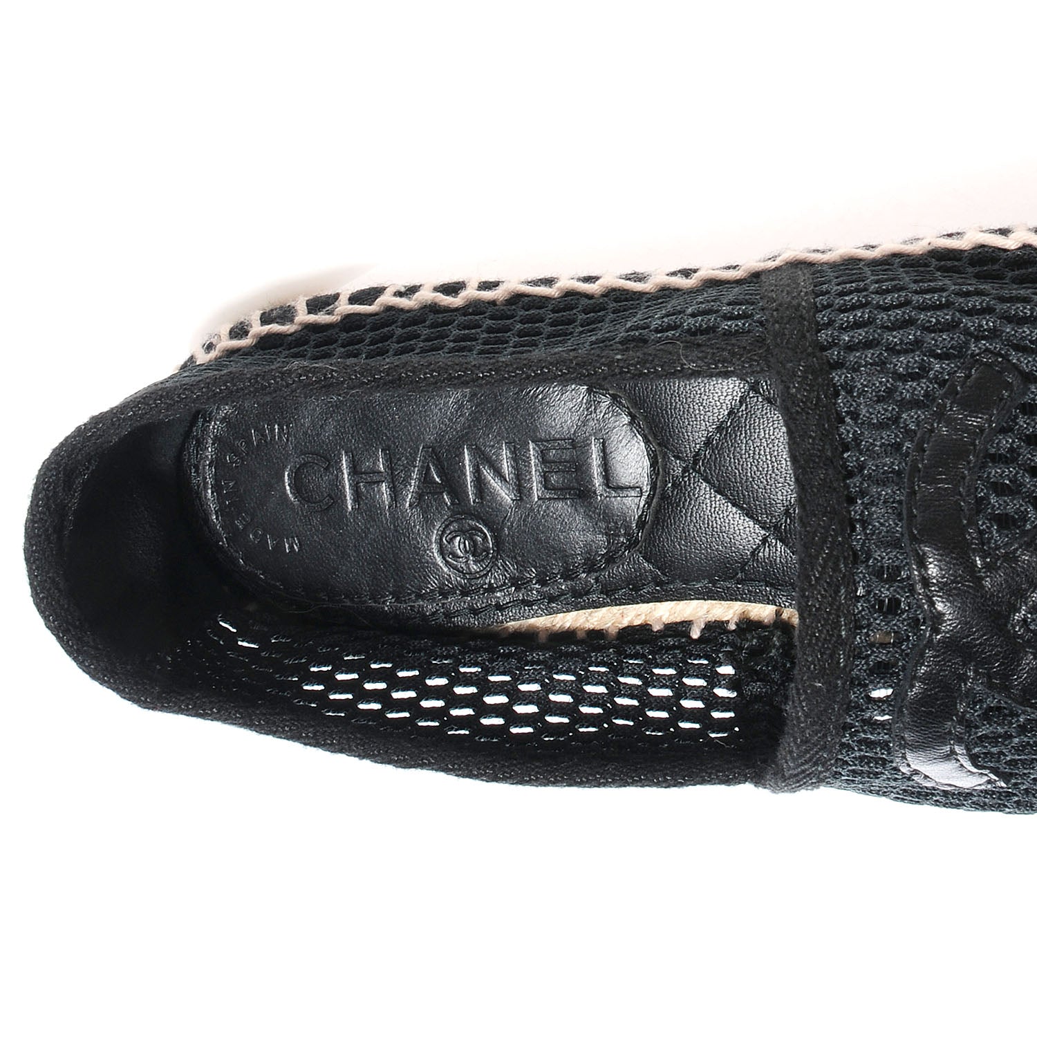 Chanel Mesh Lambskin Espadrilles 38 Black 7 of 7