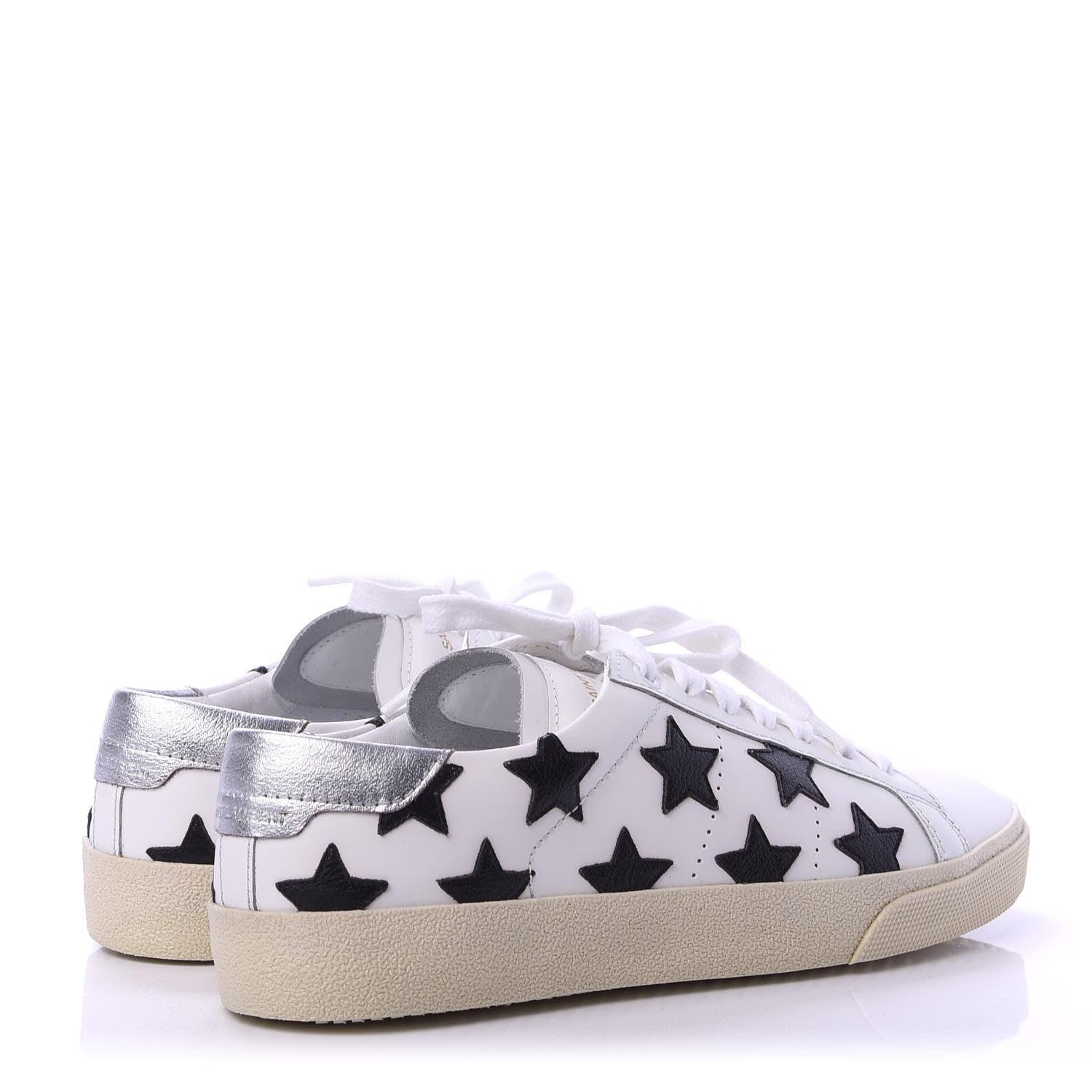 Saint Laurent Calfskin Star Court Sneakers 39 White Black 4 of 10