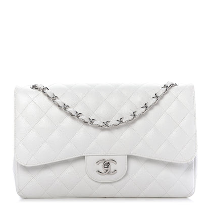 Chanel Caviar Quilted Jumbo Double Flap White 1 of 14