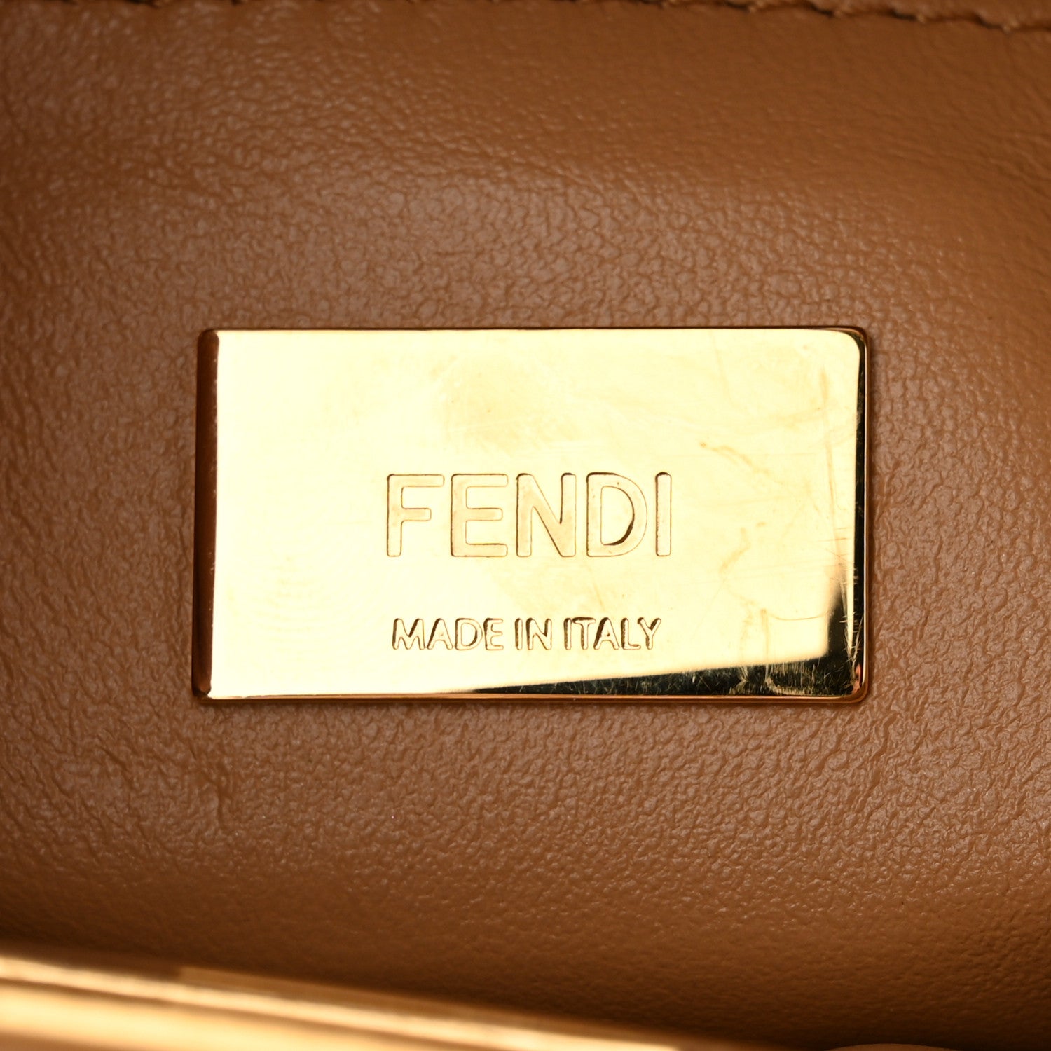 Fendi Shearling Nappa Macro FF 1974 Mini Peekaboo Iconic Satchel White Ice Cuoio Miele Scuro 7 of 11