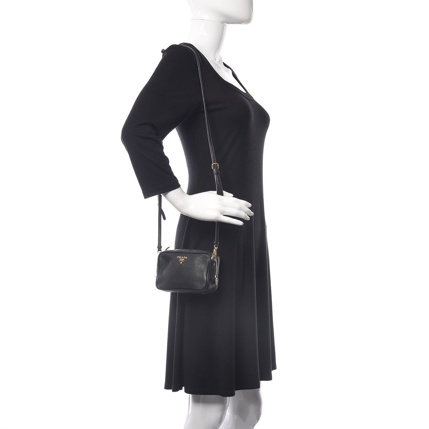 Prada Vitello Daino Mini Camera Crossbody Black 2 of 11