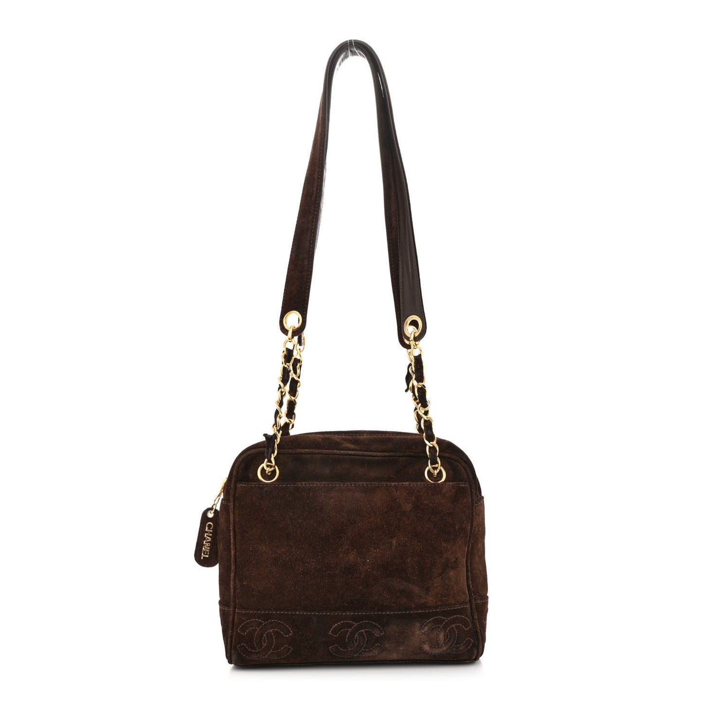 Suede CC Shopping Tote Dark Brown