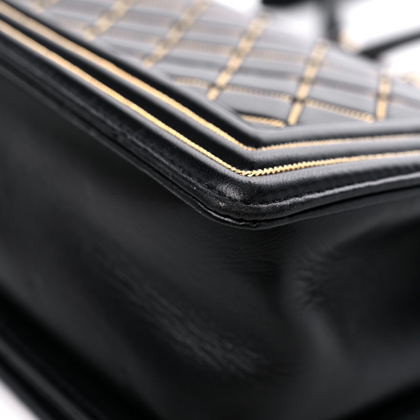 Lambskin Chain Quilted Medium Boy Flap Black