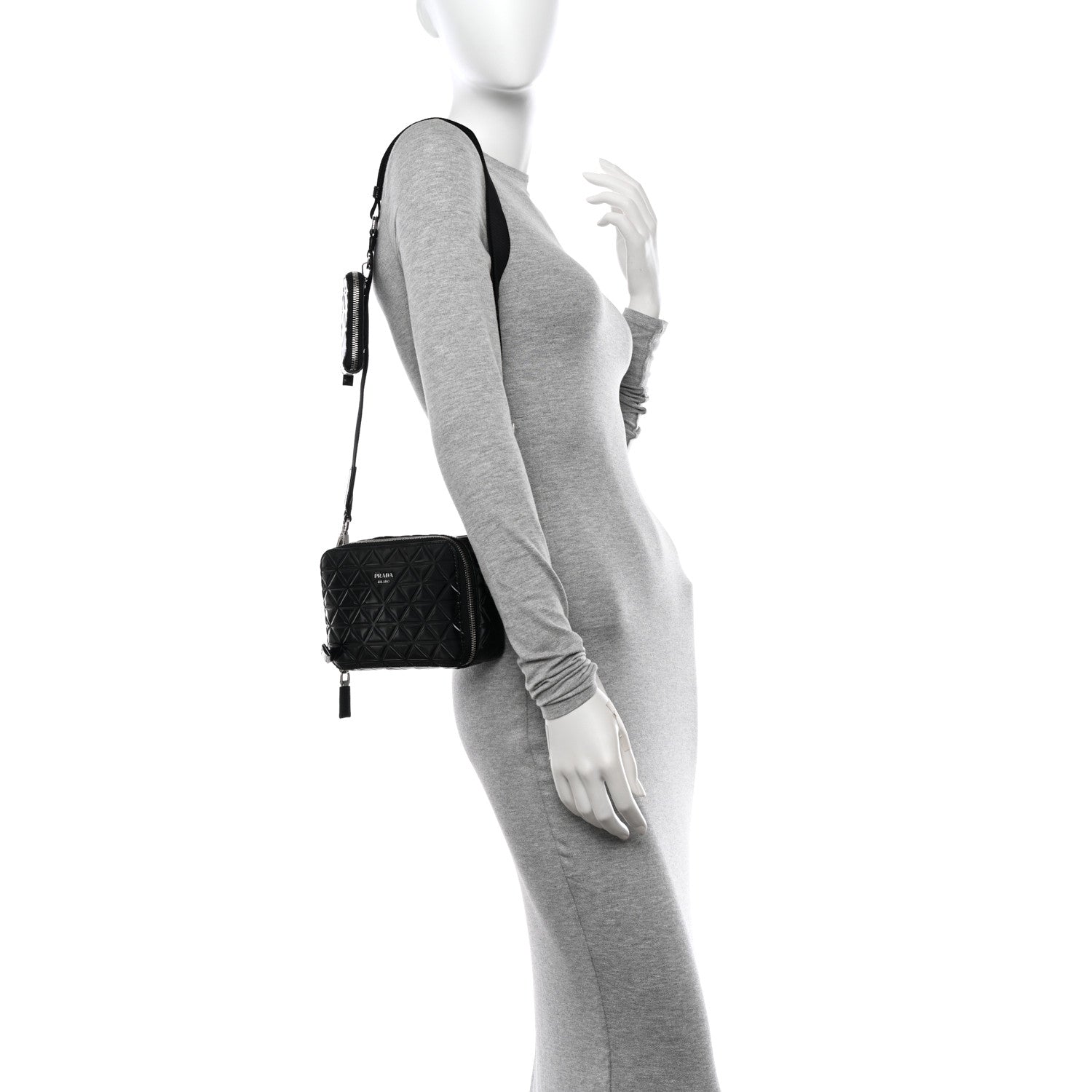 Prada Spazzolato Small Brique Crossbody Bag Black 3 of 10