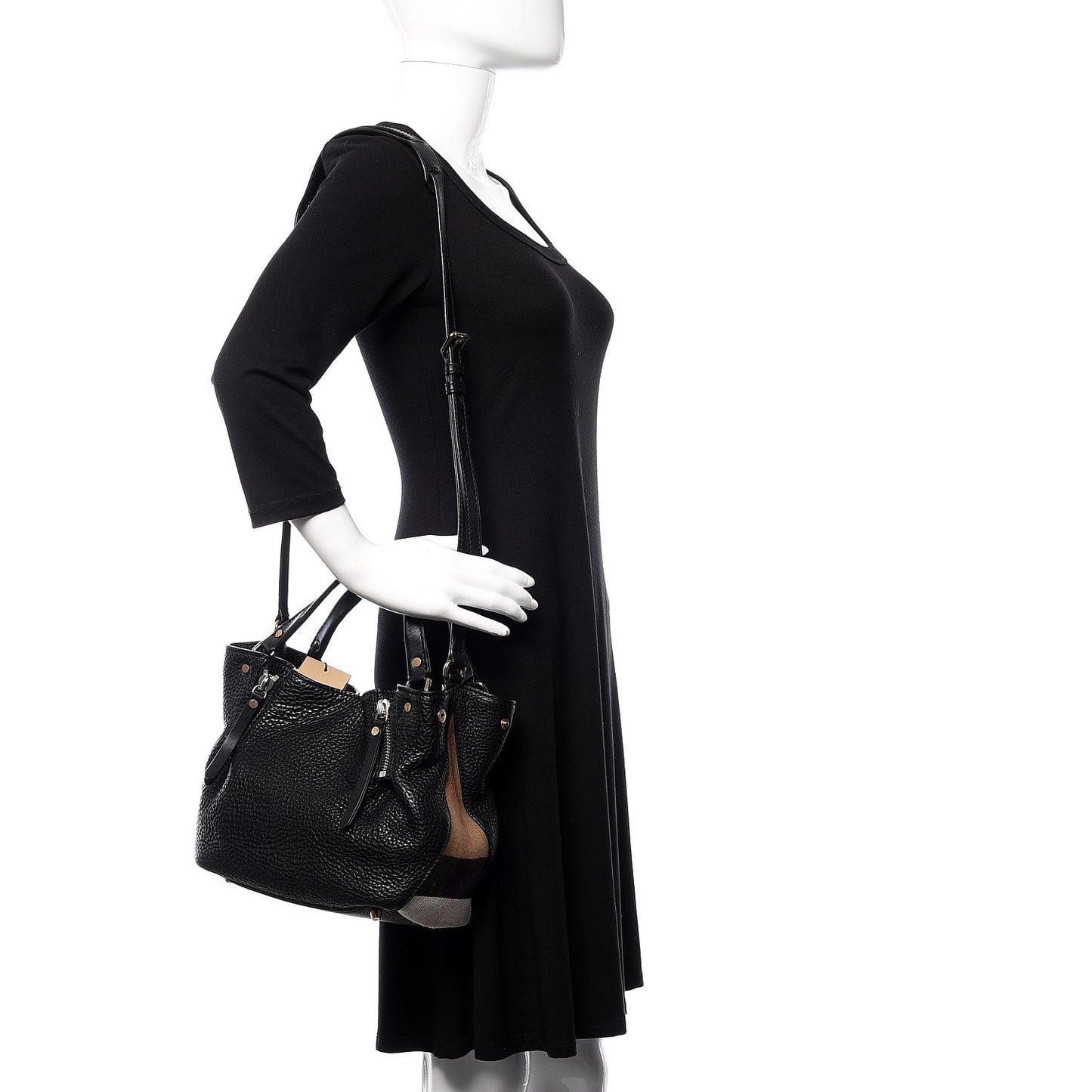 Grainy Calfskin House Check Small Maidstone Black