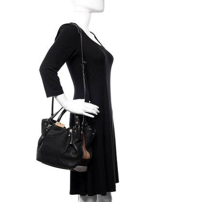 Burberry Grainy Calfskin House Check Small Maidstone Black 2 of 10