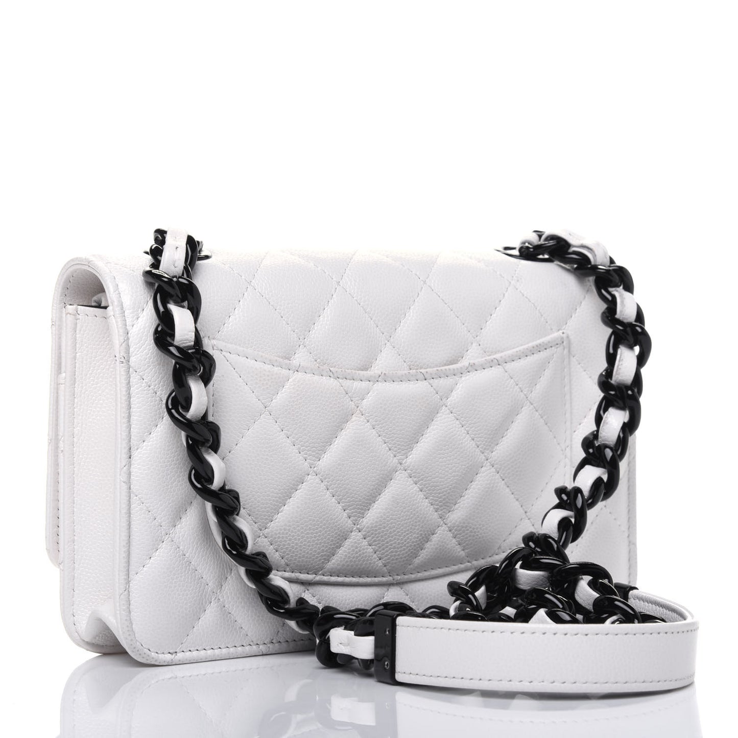 Caviar Quilted My Everything Wallet On Chain WOC White