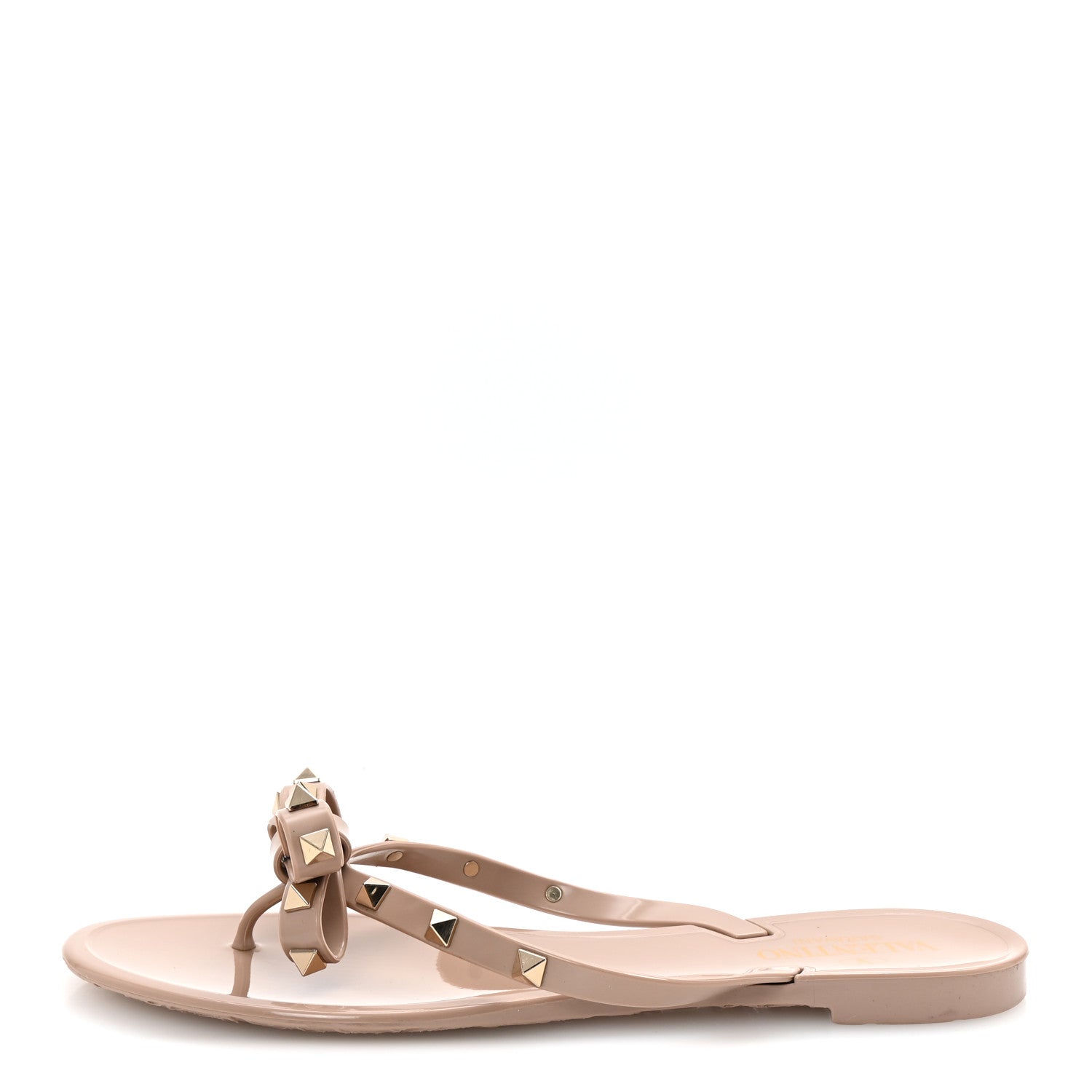 Valentino Garavani PVC Jelly Rockstud Bow Thong Sandals 40 Poudre 1 of 8