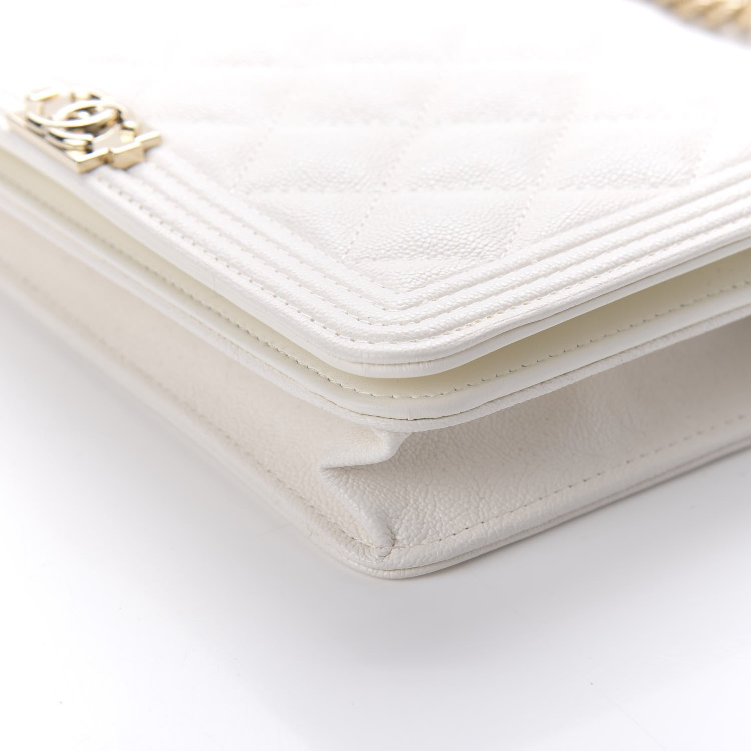 Chanel Caviar Quilted Boy Wallet On Chain WOC White 7 of 12