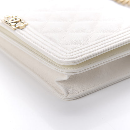 Chanel Caviar Quilted Boy Wallet On Chain WOC White 7 of 12