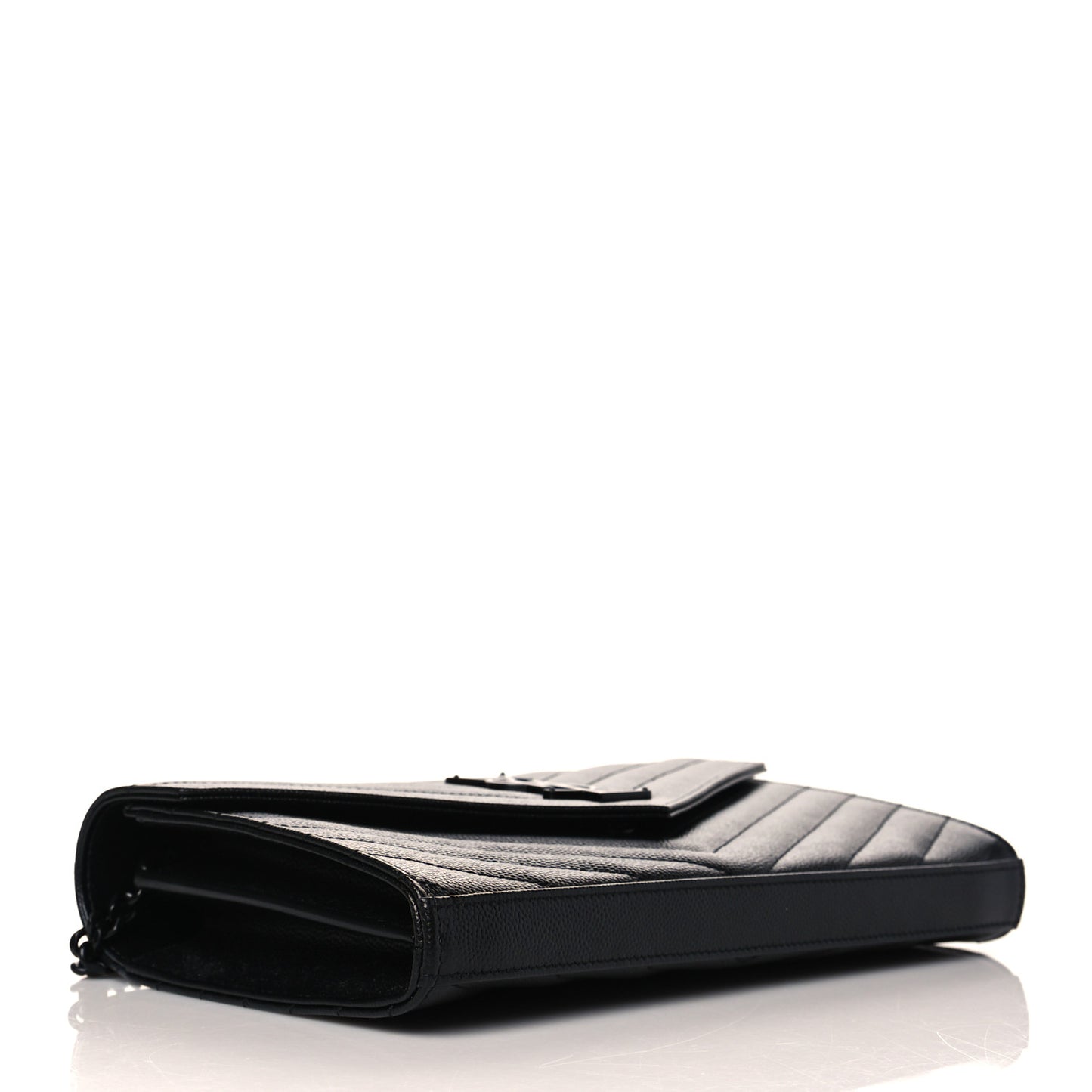 Grain De Poudre Matelasse Chevron Monogram Chain Wallet Black