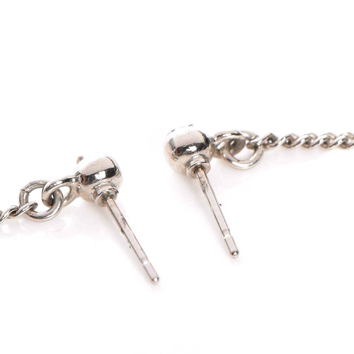 Baguette Crystal CC Dangle Earrings Silver