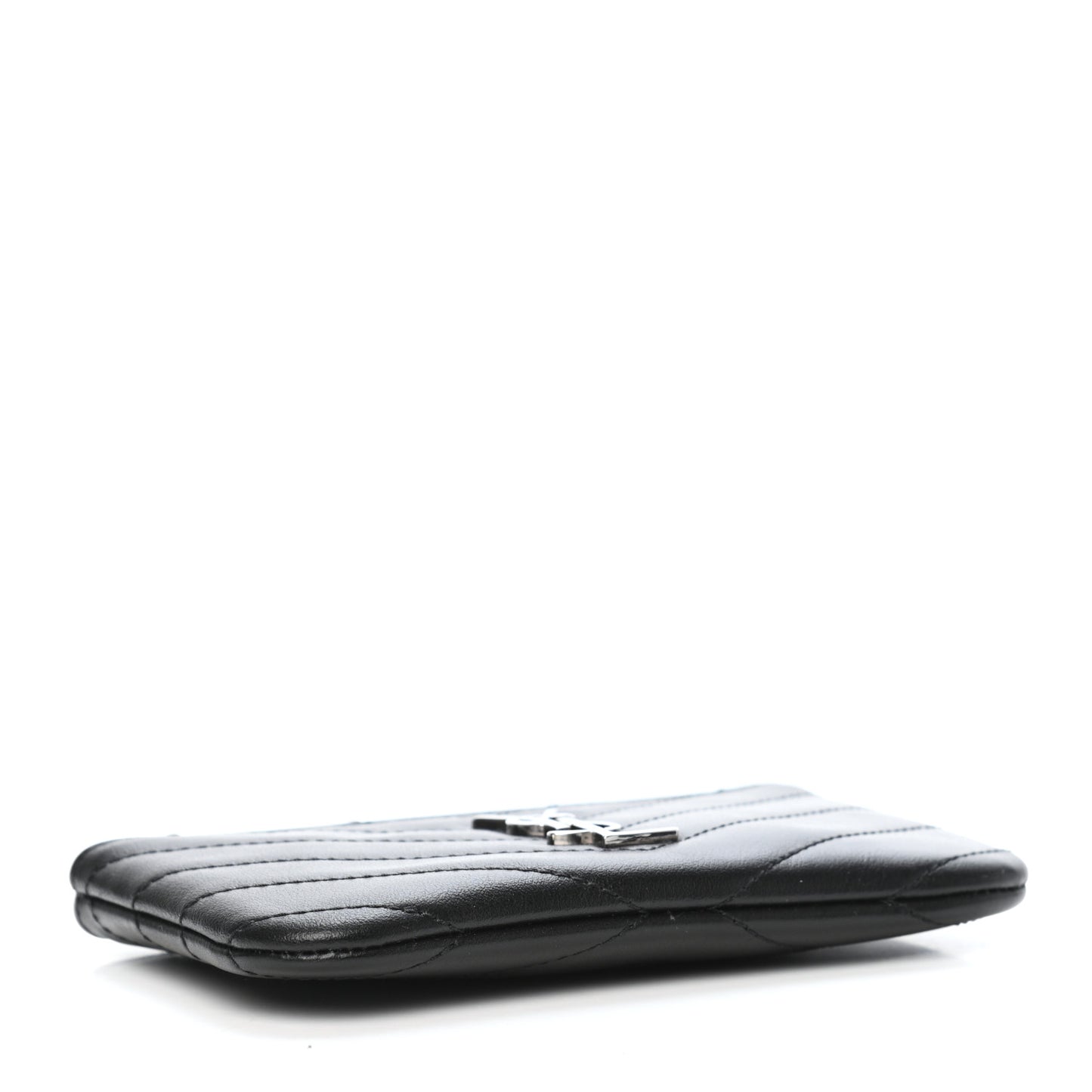 Calfskin Matelasse Monogram Key Pouch Black