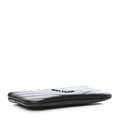Saint Laurent Calfskin Matelasse Monogram Key Pouch Black 4 of 9
