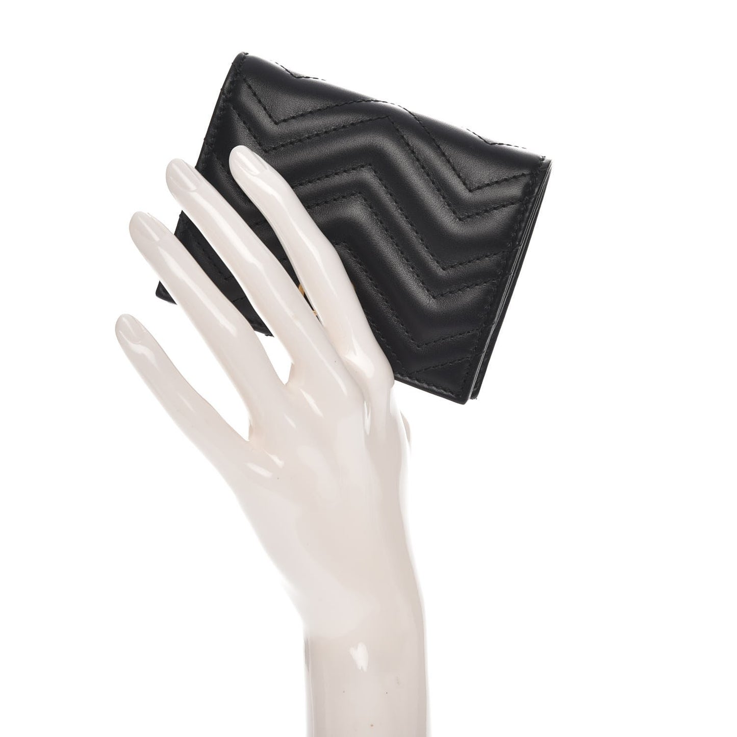 Calfskin Matelasse GG Marmont Card Case Black