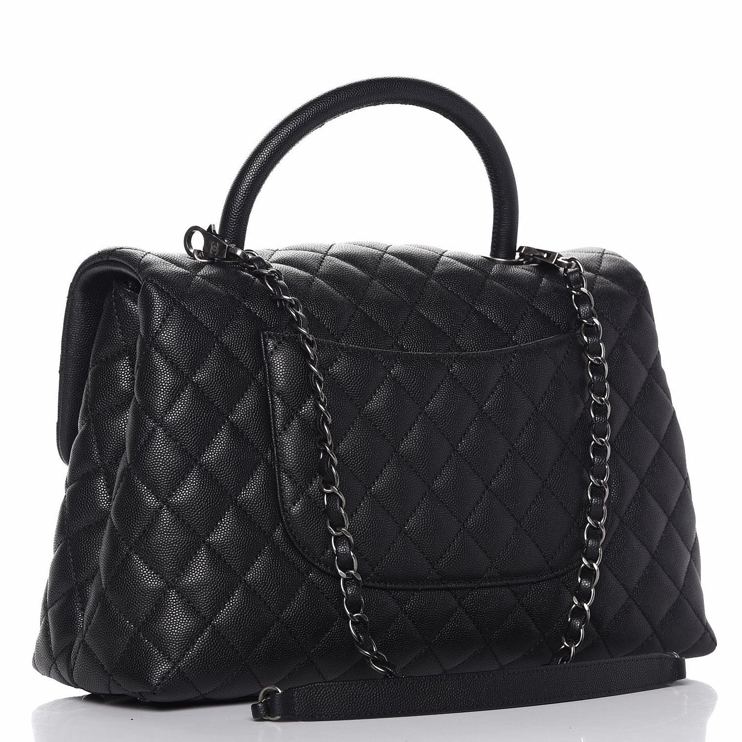 Caviar Quilted Medium Coco Handle Flap Black