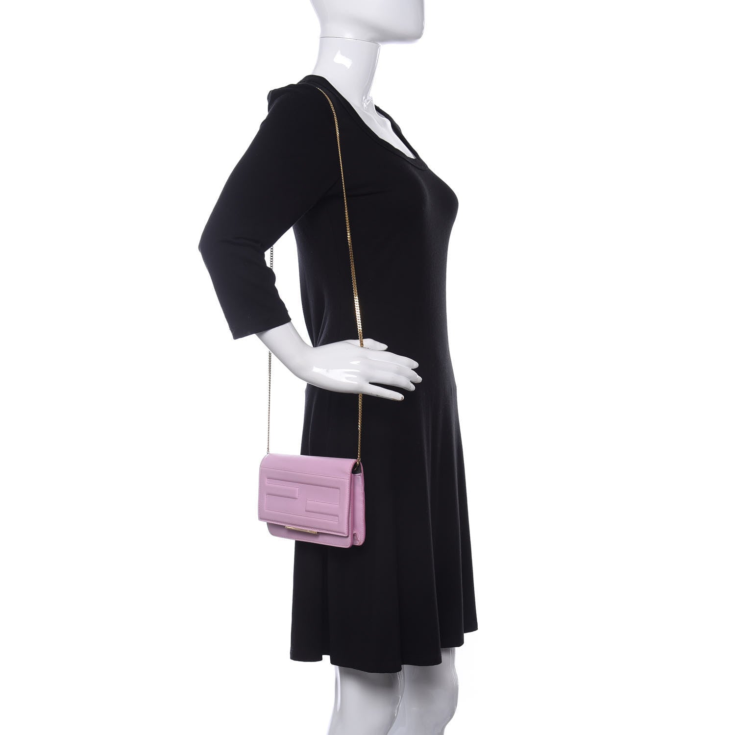 Fendi Vitello Flamingo Tube Wallet on Chain Lavanda 2 of 11