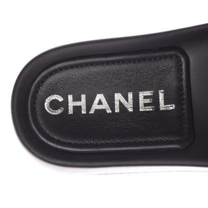 Chanel Lambskin Quilted CC Mules Sandals 37 Black 8 of 9
