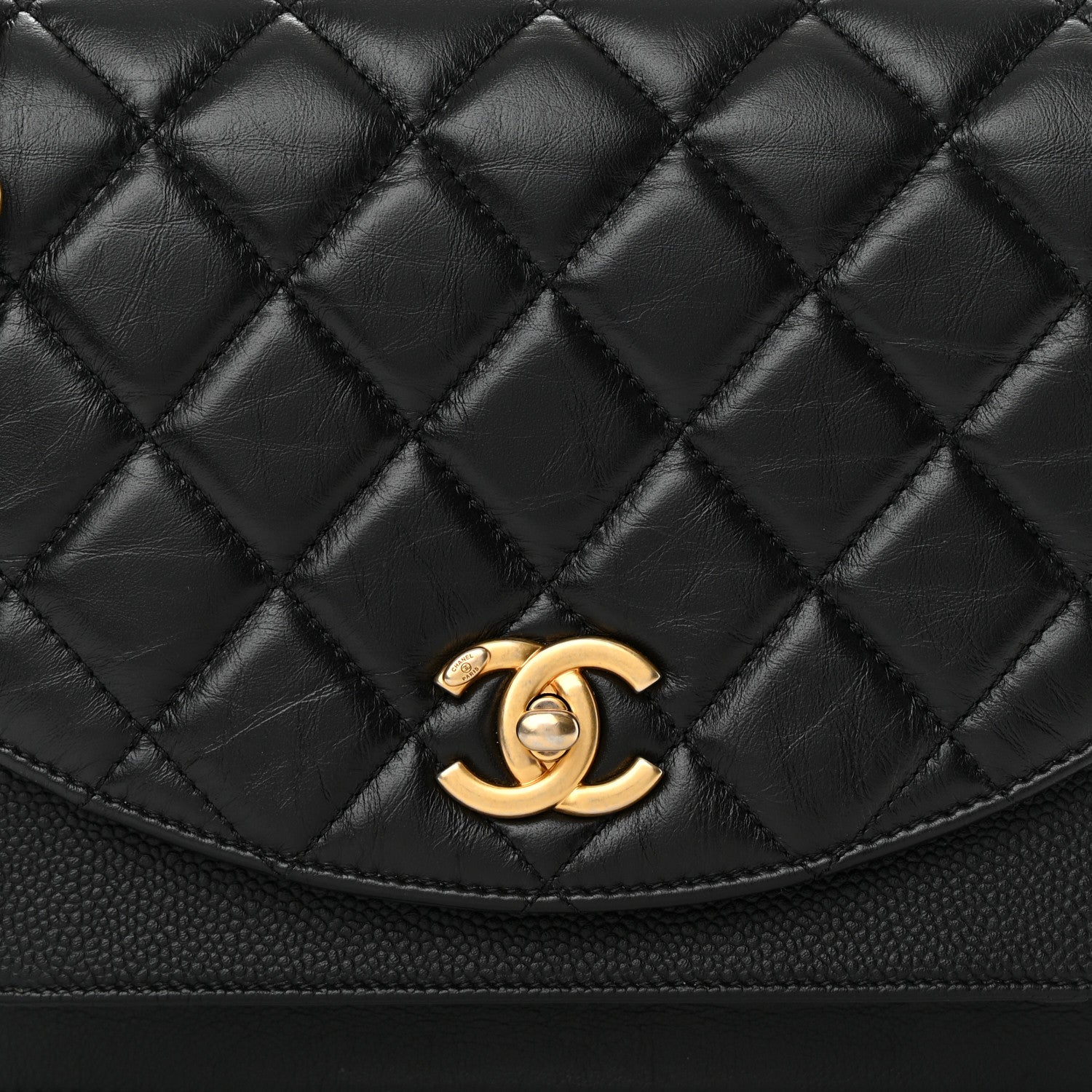 Chanel Calfskin Caviar Quilted Chain Handle Flap Black 7 of 13