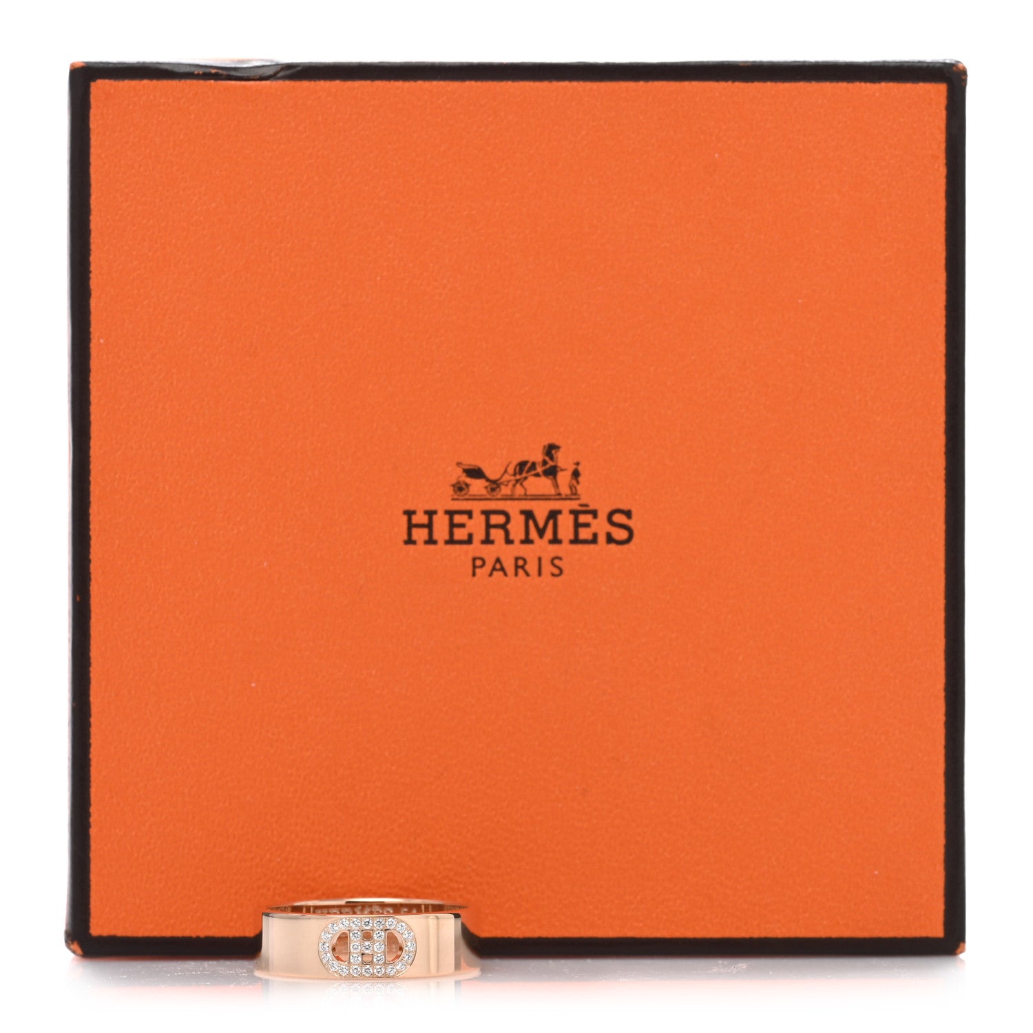 Hermes 18K Rose Gold Diamond PM H D'Ancre Ring 54 7 5 of 5
