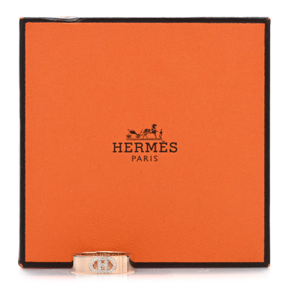 Hermes 18K Rose Gold Diamond PM H D'Ancre Ring 54 7 5 of 5
