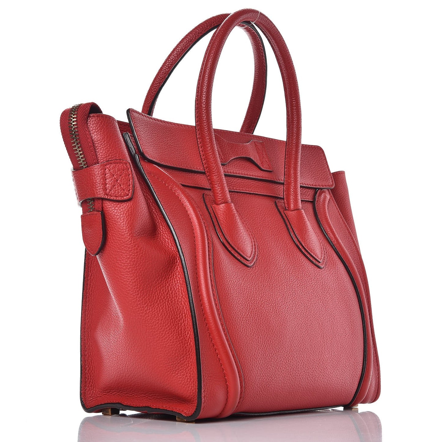 Drummed Calfskin Micro Luggage Coquelicot