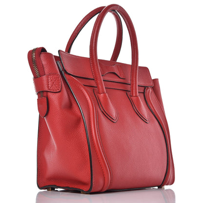 Celine Drummed Calfskin Micro Luggage Coquelicot 3 of 13