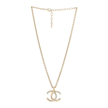 Chanel Metal Crystal CC Necklace Gold 3 of 4