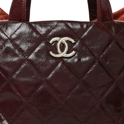 Chanel Glazed Calfskin Lambskin Quilted Portobello Tote Burgundy 8 of 10