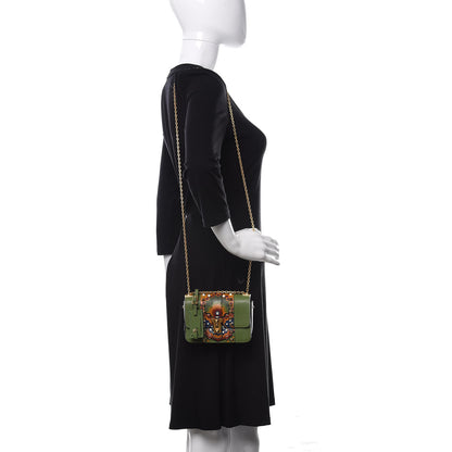 Valentino Garavani Grained Calfskin Enchanted Wonderland B-Rockstud Rolling Flap Deep Clover 2 of 9