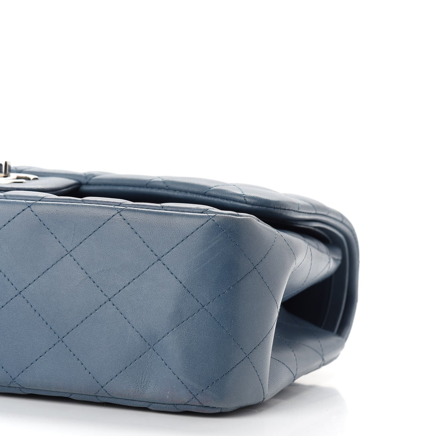 Lambskin Quilted Jumbo Double Flap Light Blue